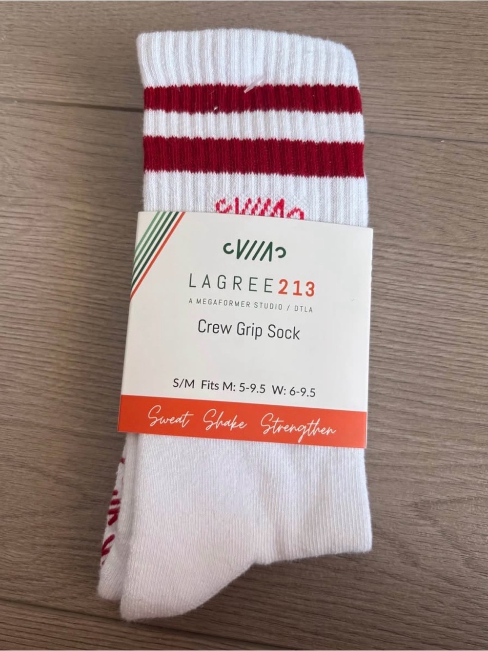 Women’s NEW Pilates White & Red Crew Grip Socks